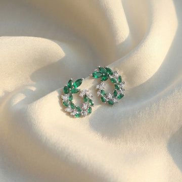 Green Leaf Hoop Earrings [S]E504