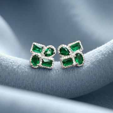 GREEN PEBBLE CROSS EARRINGS E019