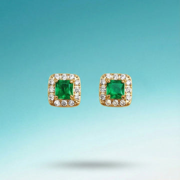 Green Gem Square Earrings [E498]