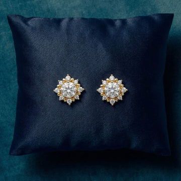 Radiant Zirconia Stud Earrings [E478]