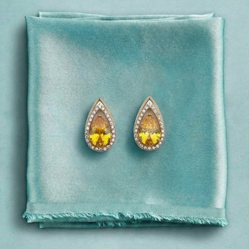 Citrine Teardrop Sparkle Earrings [E469]