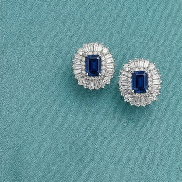 TREASURED BLUE EARRINGS WITH SILVER BASE [S]E512