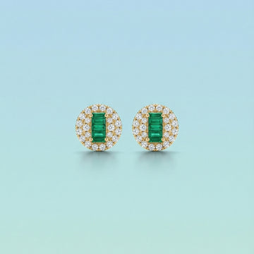 Green Center Crown Stud Earrings [S]E514
