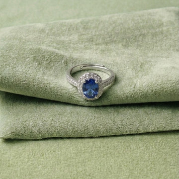 BLUE SAPPHIRE HALO RING [M]R086