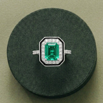 EMERALD OCTAGON ZIRCON RING [M]R090