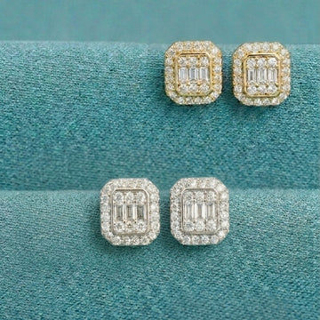 Classic Diamond Cube Stud Earrings [E087]