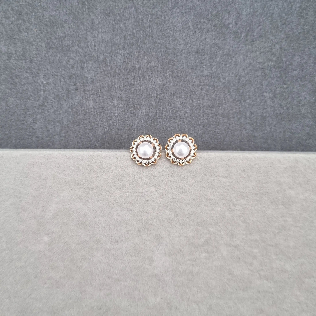 Rose Gold Pearl Studs [A]E605
