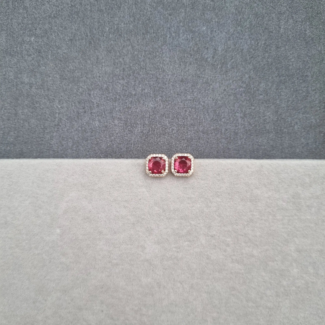 Royal Ruby Halo Studs [A]E608