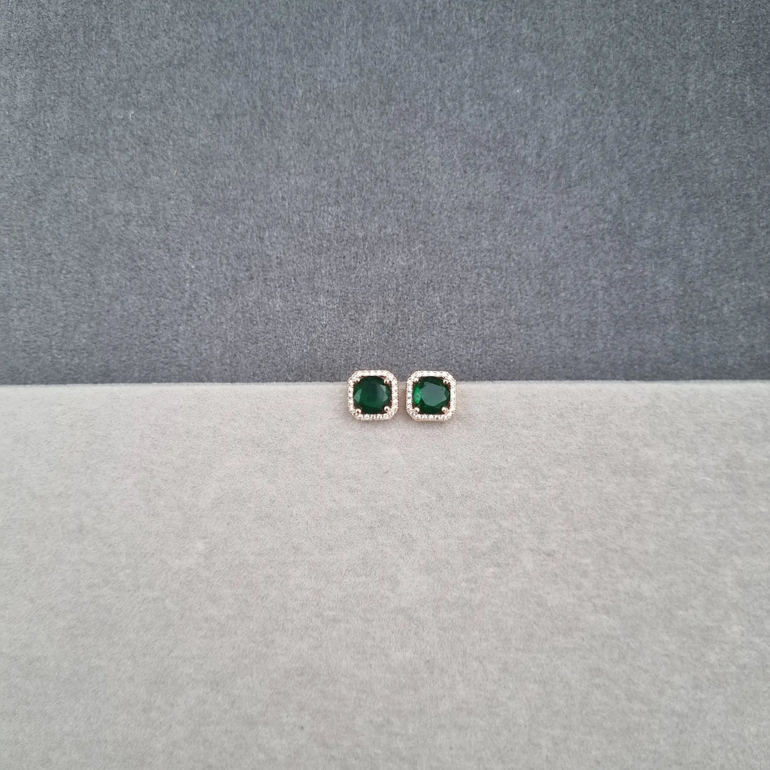 Royal Emerald Halo Studs [A]E607