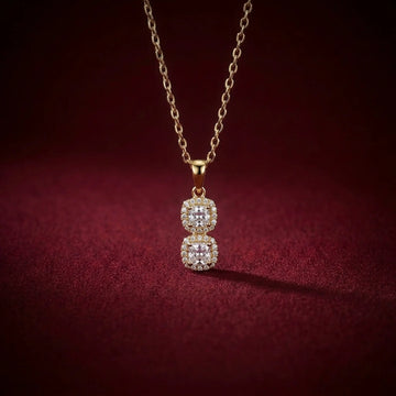 Diamond Aura Double Square Golden Necklace [A]N212