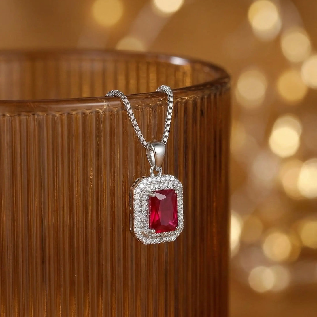 Royal Ruby Rectangle Necklace [S]N206