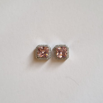 Cushion Cut Pink Sparkle Earrings [S]E553