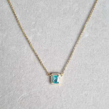 Cushion Cut Blue Topaz Necklace [S]N168