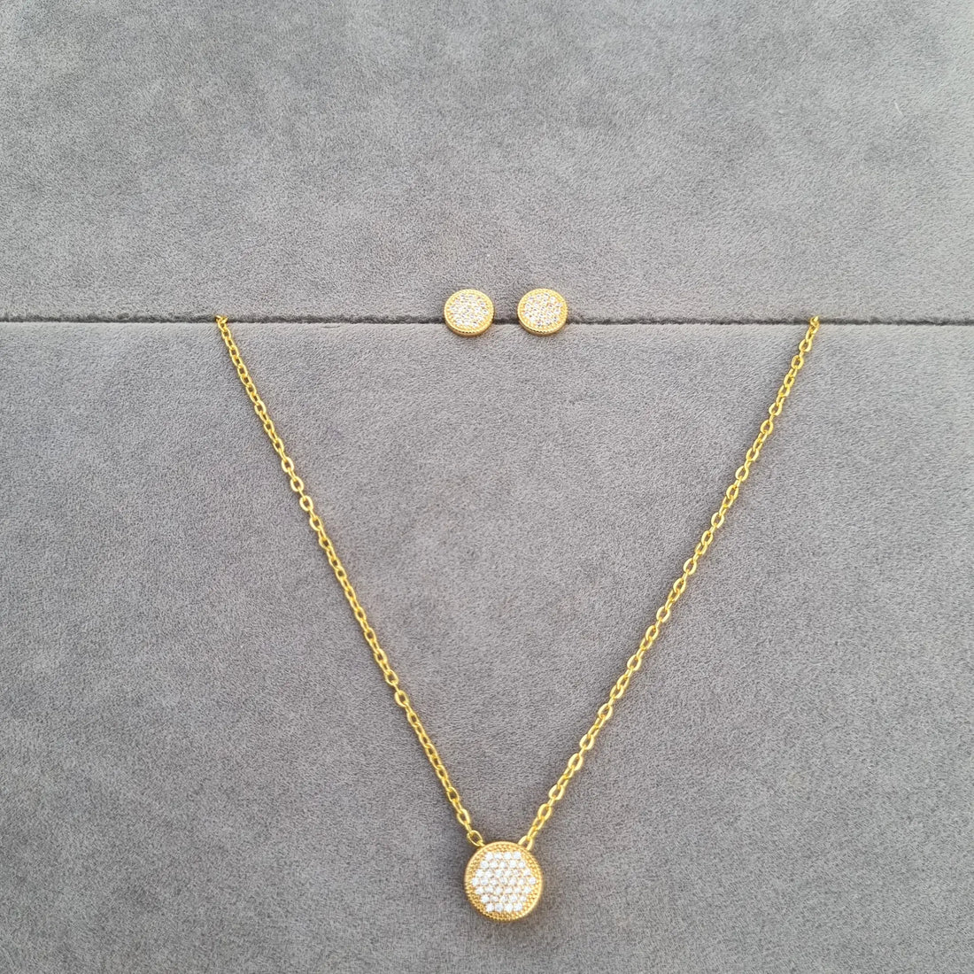 Elysian Gold Halo Necklace & Earrings Set [H]S074