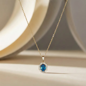 CERULEAN CHARM PENDANT WITH CHAIN N021