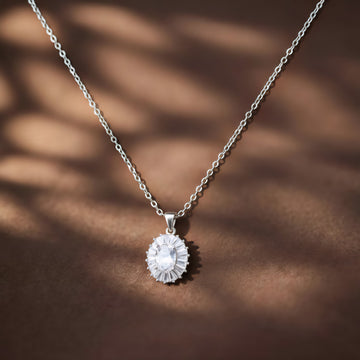 OVAL SPARKLE PENDANT WITH CHAIN [H]N157