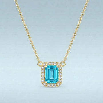 Cushion Cut Blue Topaz Necklace [S]N168