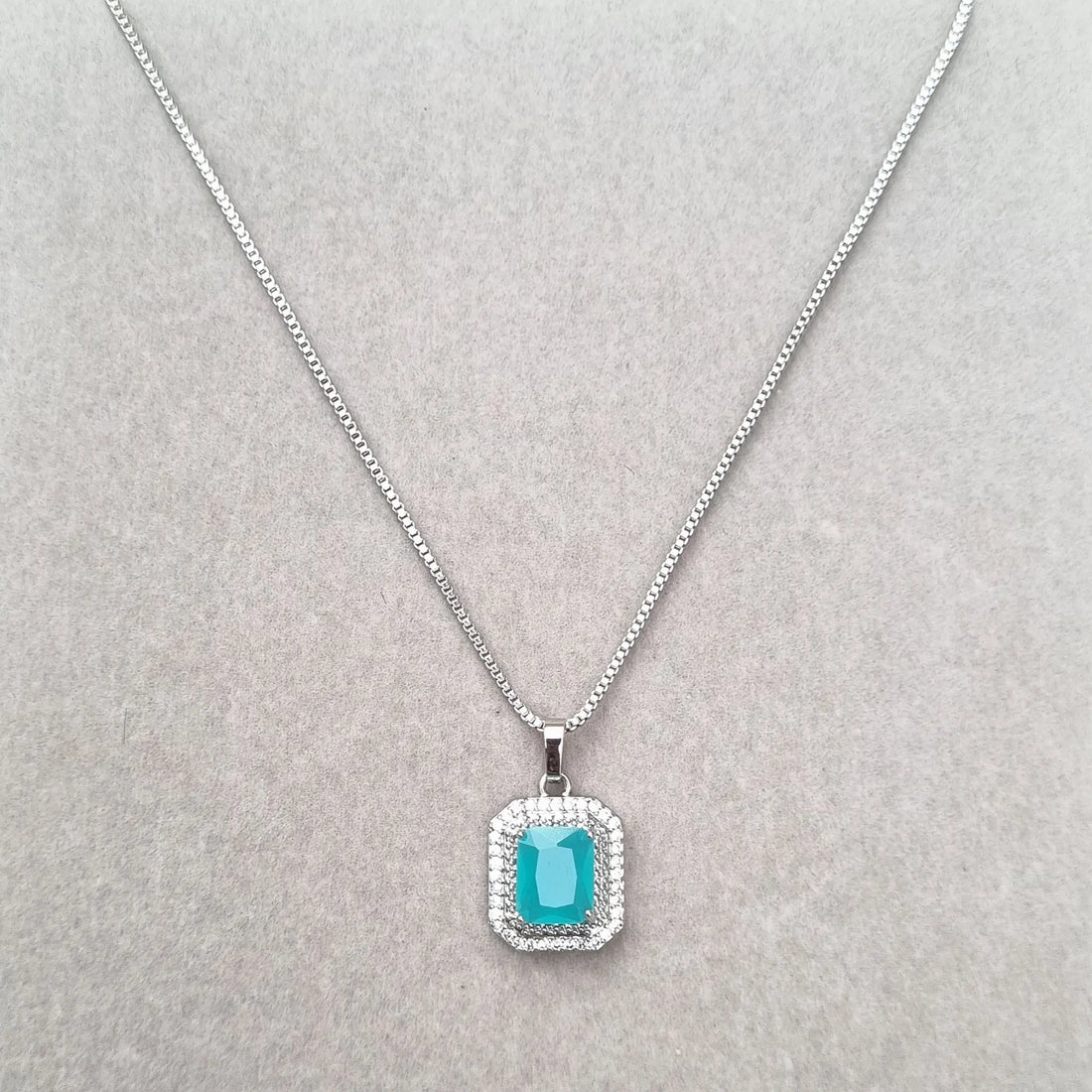 Royal Aqua Rectangle Necklace [S]N208