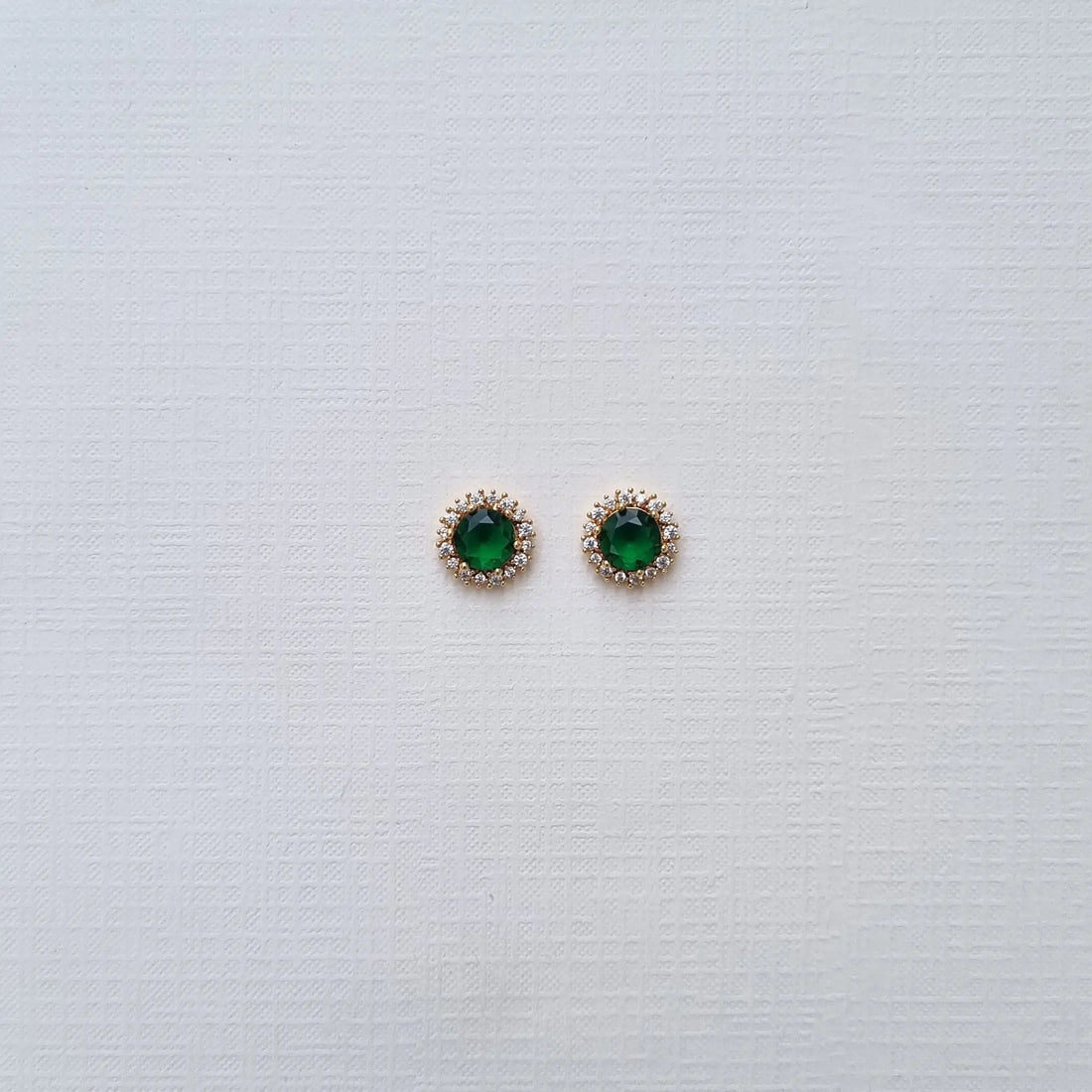 Imperial Emerald Solitaire Halo Studs [A]E591