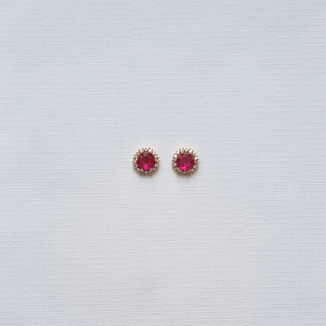 Imperial Ruby Solitaire Halo Studs [A]E592