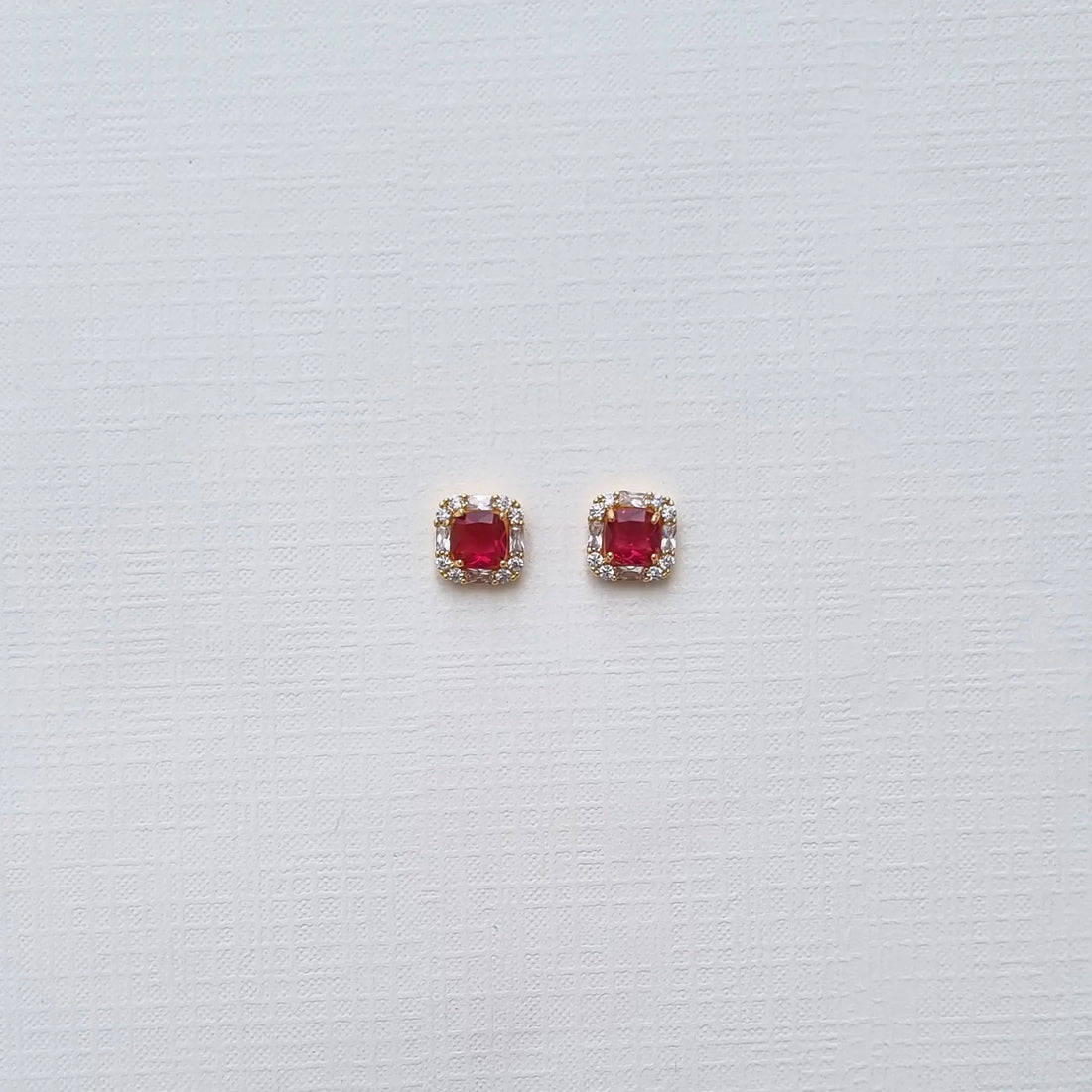 Ruby Regal Halo Studs [A]E588