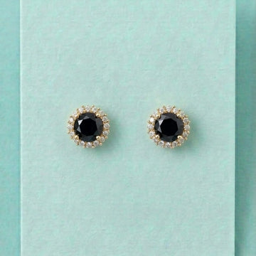 Imperial Black Solitaire Halo Studs [A]E593