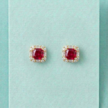 Ruby Regal Halo Studs [A]E588