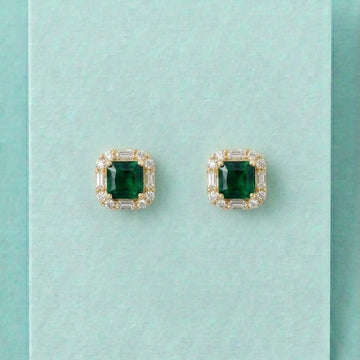 Emerald Regal Halo Studs [A]E587