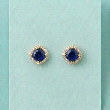 Royal Blue Cushion Studs [A]E597