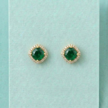 Royal Emerald Cushion Studs [A]E596