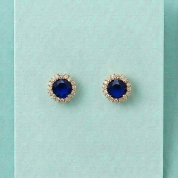 Imperial Sapphire Solitaire Halo Studs [A]E594