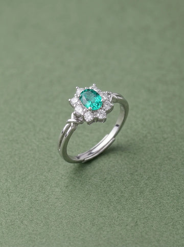 Oval Floral Halo Adjustable Ring [A]R116