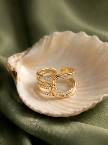 INTERLOCKED GLAM GOLDEN RING [H]R083