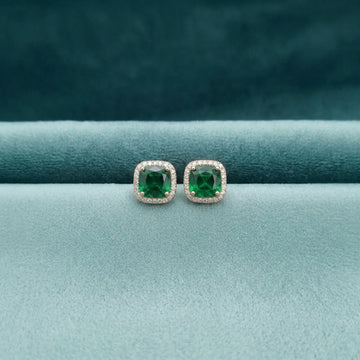 Royal Emerald Halo Studs [A]E607