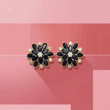 Royal Noir Golden Flora Studs [A]E613
