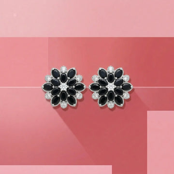 Royal Noir Silver Flora Studs [A]E614