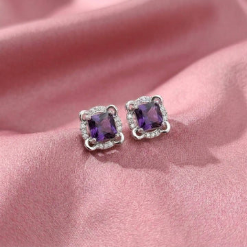 Regal Amethyst Cushion Studs [A]E632