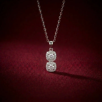 Diamond Aura Double Square Silver Necklace [A]N211