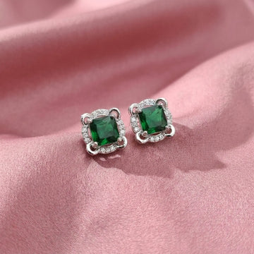 Regal Emerald Cushion Studs [A]E630