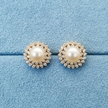 Crown Flora Pearl Earrings [A]E573
