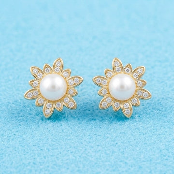 Sunflower Pearl Earrings [A]E574
