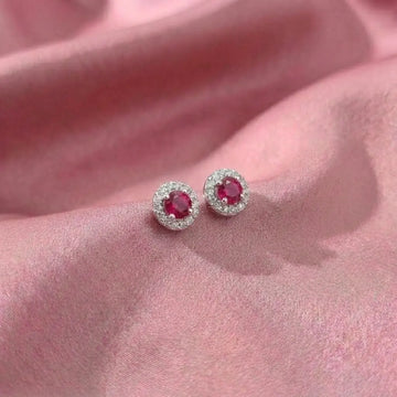 Scarlet Aura Round Halo Earrings [A]E636