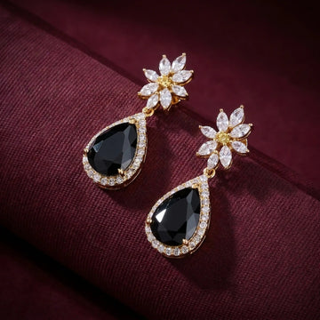 Midnight Dahlia Teardrop Earrings [A]E649