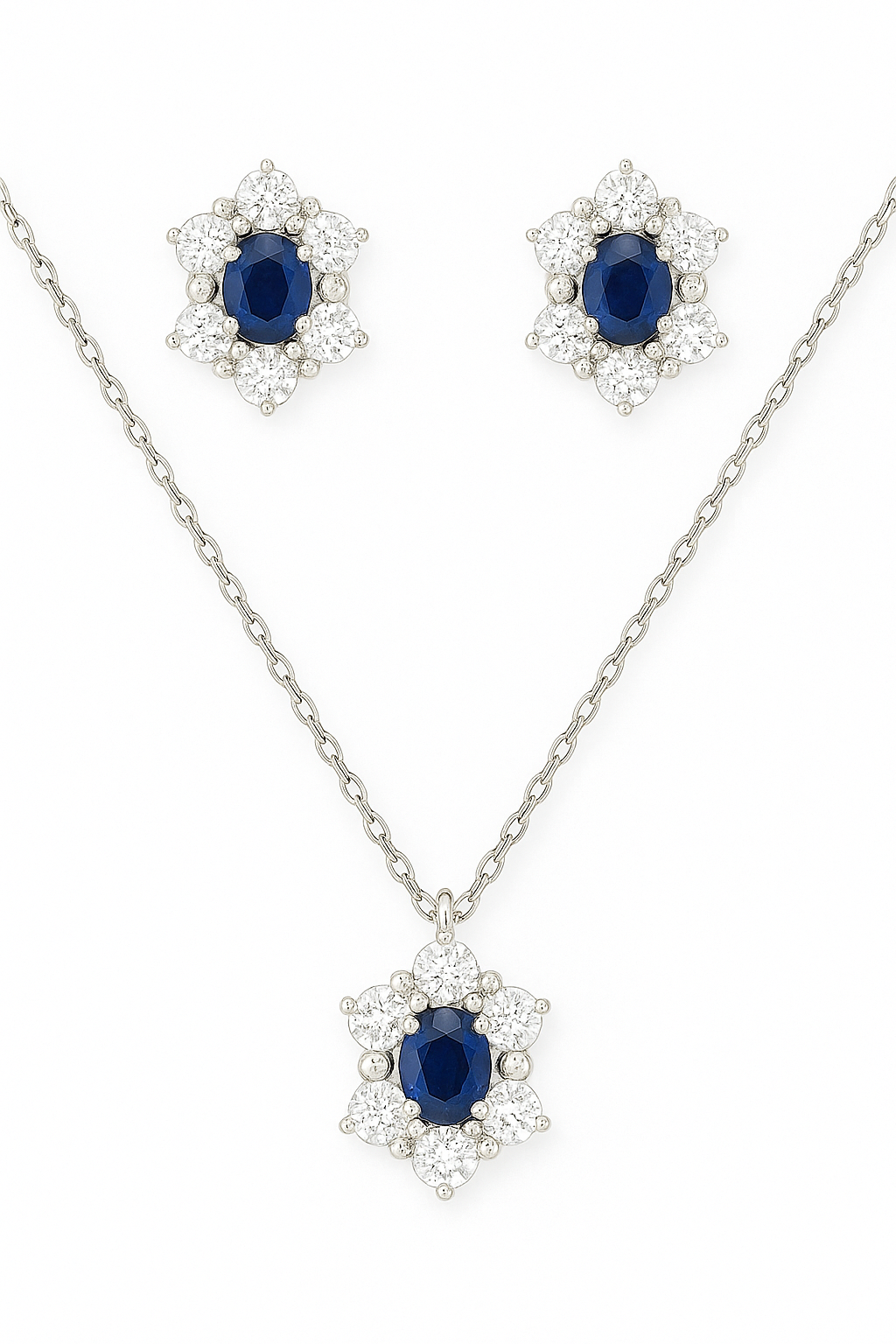 SAPPHIRE SPARKLE EARRINGS AND NECKLACE SET S060