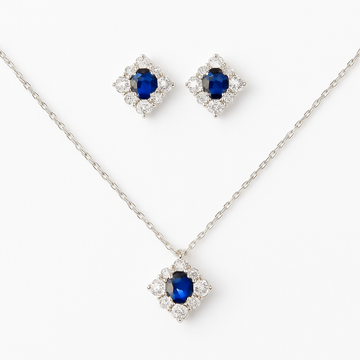 SAPPHIRE STUDS AND NECKLACE SET S037
