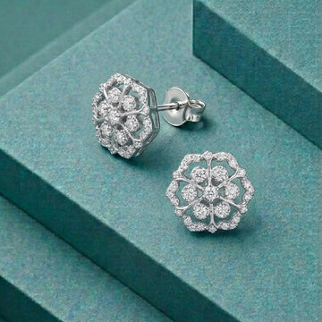 Floral Sparkle Stud Earrings [H]E567