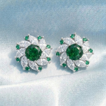 Green Gem Floral Earrings [H]E568
