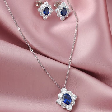 SAPPHIRE STUDS AND NECKLACE SET S037