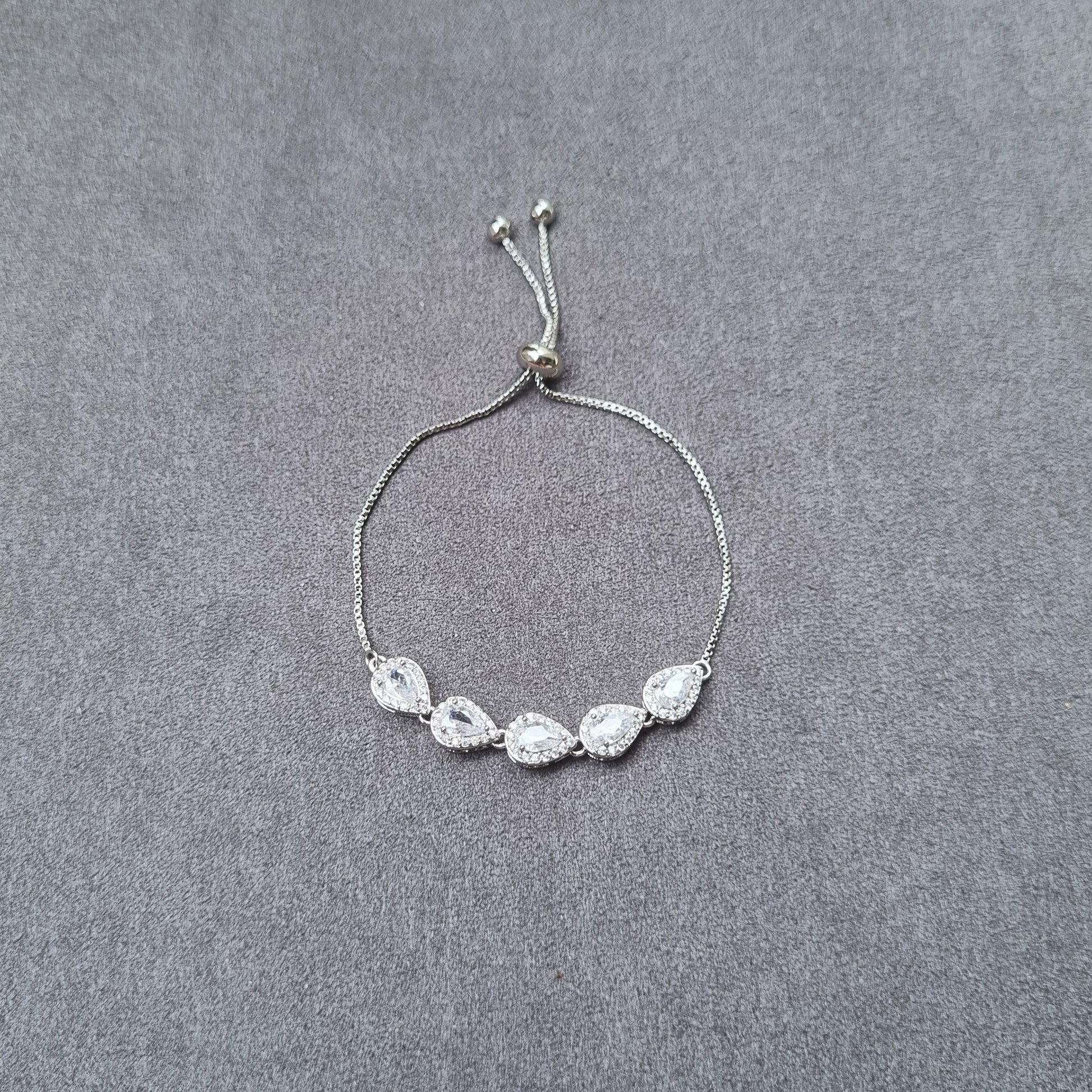 DROP-SHAPED CUBIC ZIRCONIA ADJUSTABLE BRACELET [S]B097 - Pastels