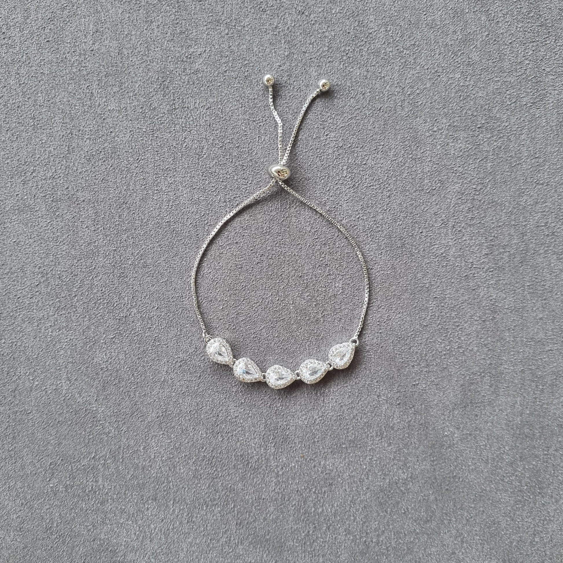 DROP-SHAPED CUBIC ZIRCONIA ADJUSTABLE BRACELET [S]B097 - Pastels